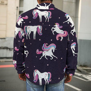 Night Girly Unicorn Pattern Print Men's Shirt Jacket