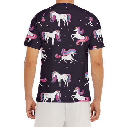 Night Girly Unicorn Pattern Print Men's Short Sleeve Rash Guard