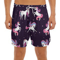 Night Girly Unicorn Pattern Print Men's Split Running Shorts