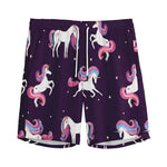Night Girly Unicorn Pattern Print Men's Sports Shorts