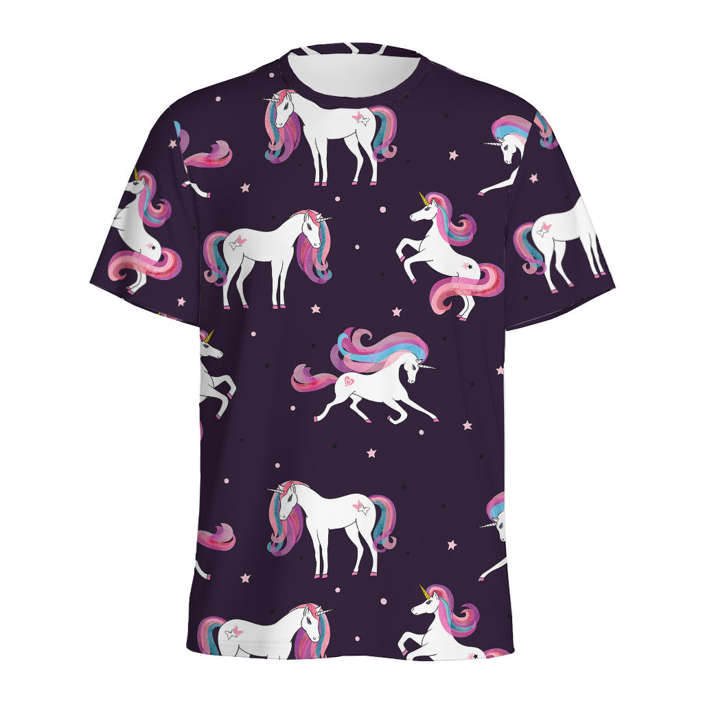 Night Girly Unicorn Pattern Print Men's Sports T-Shirt