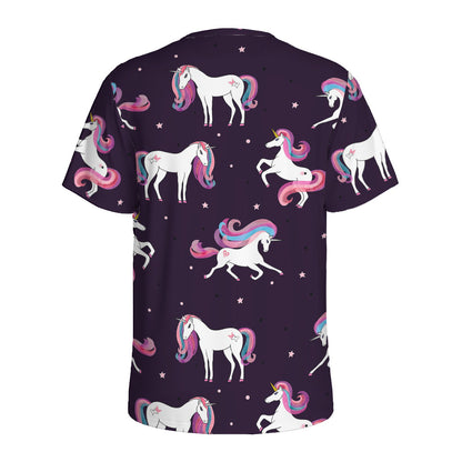 Night Girly Unicorn Pattern Print Men's Sports T-Shirt