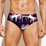 Night Girly Unicorn Pattern Print Men's Swim Briefs