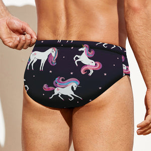 Night Girly Unicorn Pattern Print Men's Swim Briefs