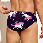 Night Girly Unicorn Pattern Print Men's Swim Briefs