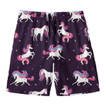 Night Girly Unicorn Pattern Print Men's Swim Trunks