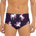 Night Girly Unicorn Pattern Print Men's Triangle Swim Briefs