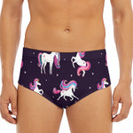 Night Girly Unicorn Pattern Print Men's Triangle Swim Briefs