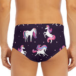 Night Girly Unicorn Pattern Print Men's Triangle Swim Briefs