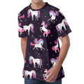 Night Girly Unicorn Pattern Print Men's Velvet T-Shirt