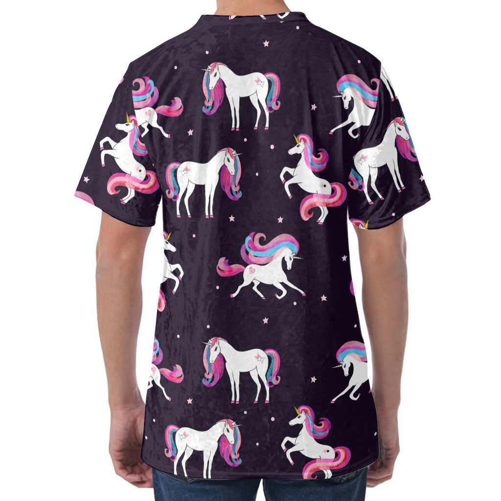 Night Girly Unicorn Pattern Print Men's Velvet T-Shirt