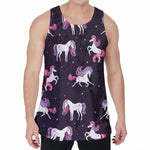 Night Girly Unicorn Pattern Print Men's Velvet Tank Top