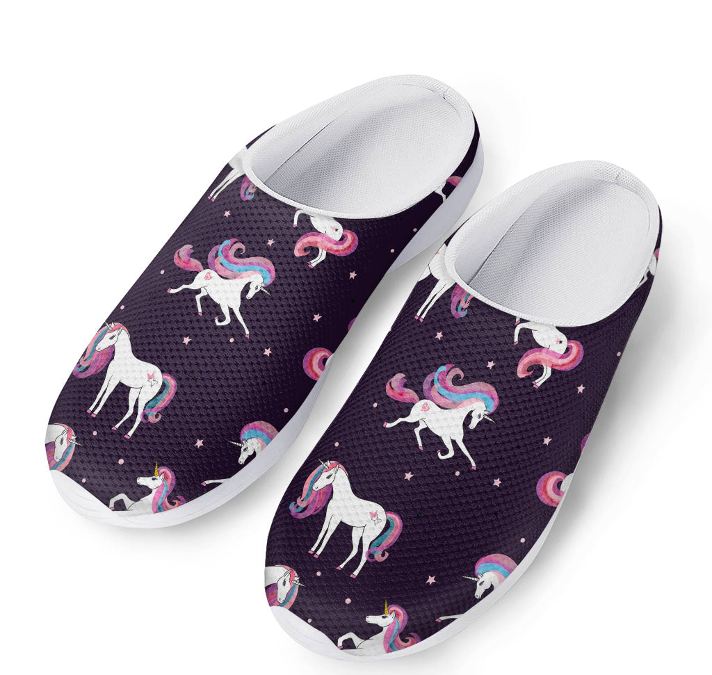 Night Girly Unicorn Pattern Print Mesh Casual Shoes
