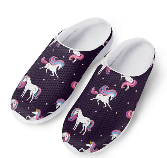 Night Girly Unicorn Pattern Print Mesh Casual Shoes