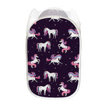 Night Girly Unicorn Pattern Print Mesh Laundry Hamper