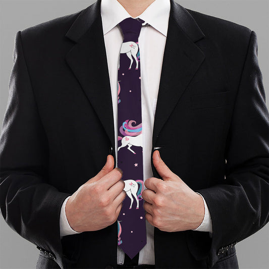 Night Girly Unicorn Pattern Print Necktie