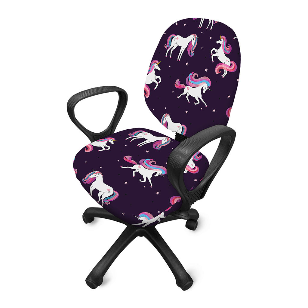 Night Girly Unicorn Pattern Print Office Chair Cover