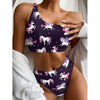 Night Girly Unicorn Pattern Print One Shoulder Bikini Top