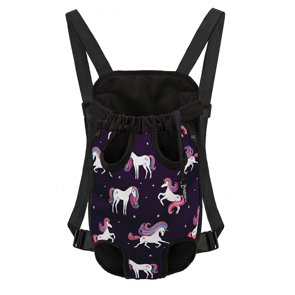 Night Girly Unicorn Pattern Print Pet Carrier Backpack