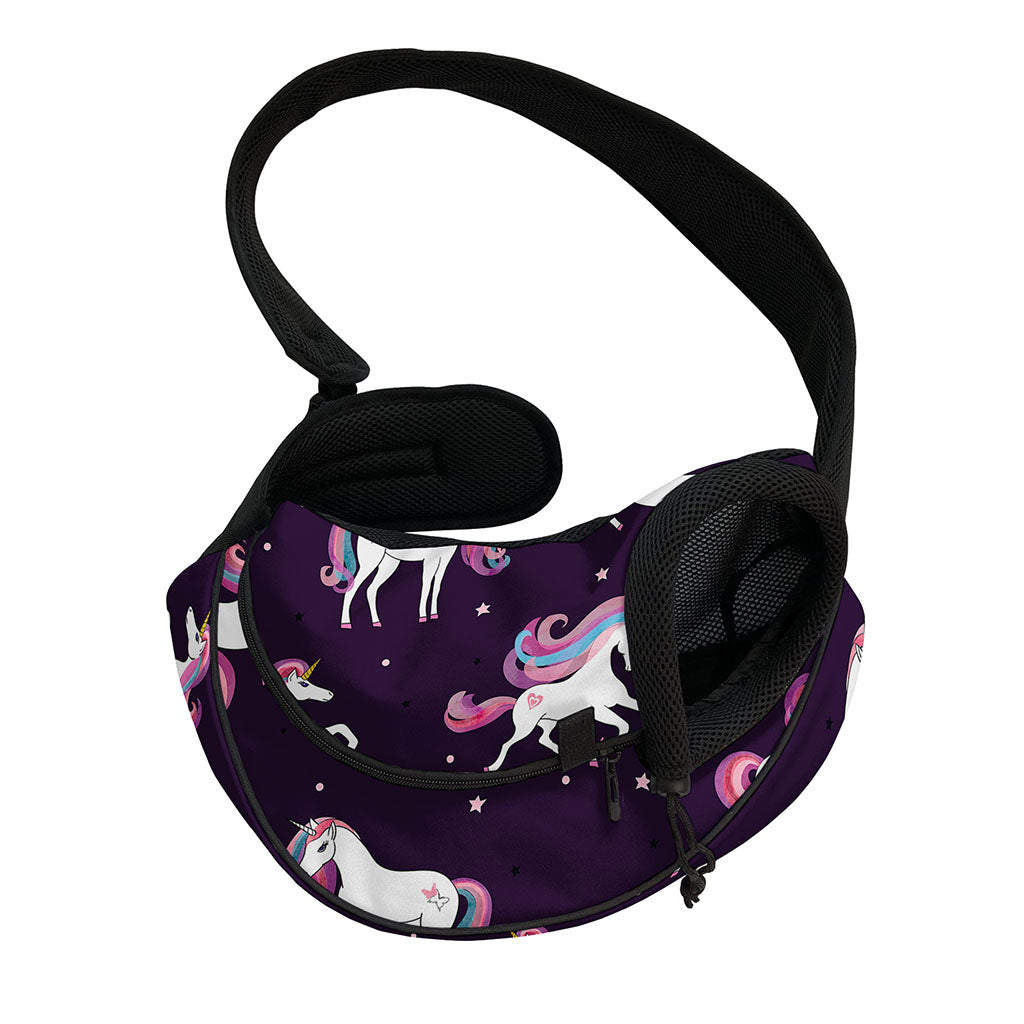 Night Girly Unicorn Pattern Print Pet Sling Carrier