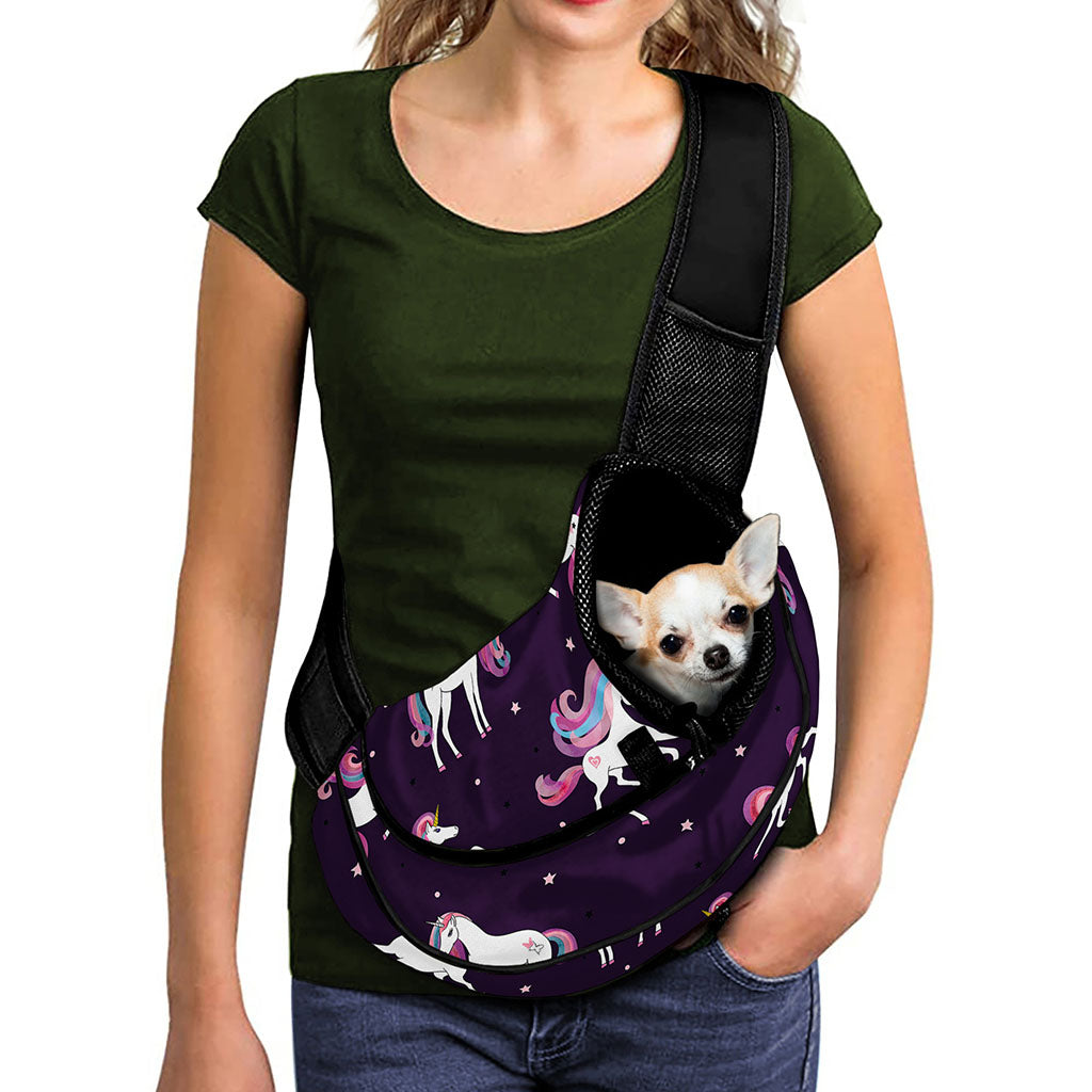 Night Girly Unicorn Pattern Print Pet Sling Carrier