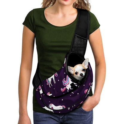 Night Girly Unicorn Pattern Print Pet Sling Carrier
