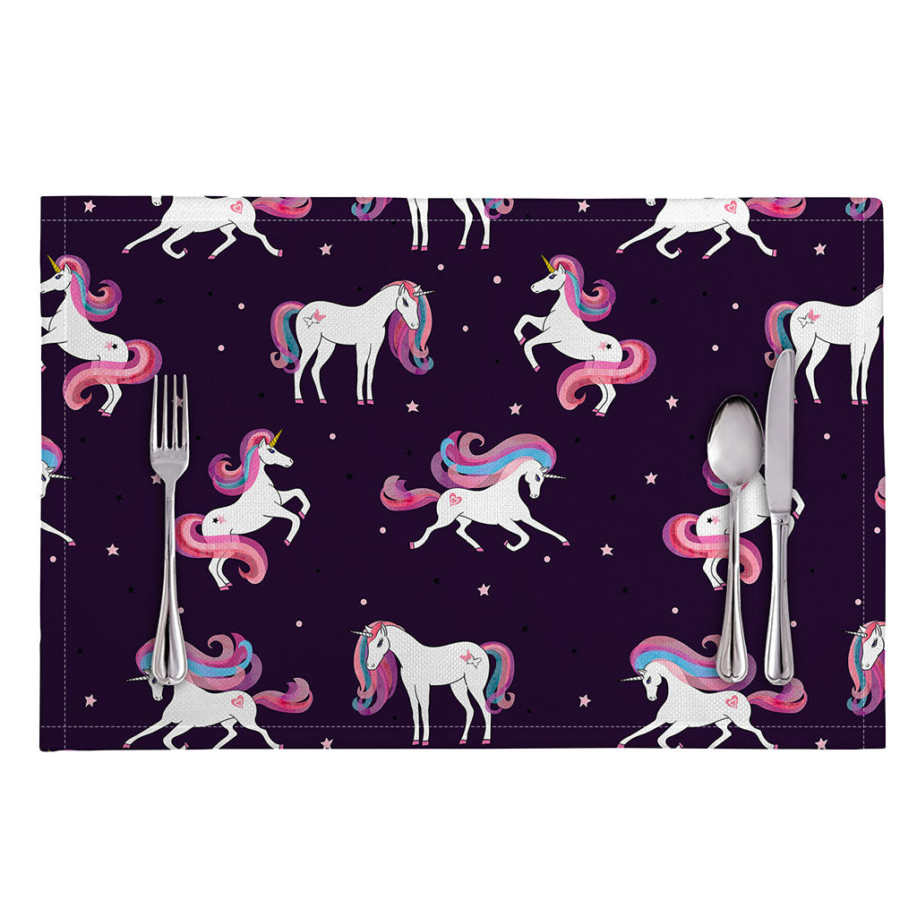 Night Girly Unicorn Pattern Print Placemat