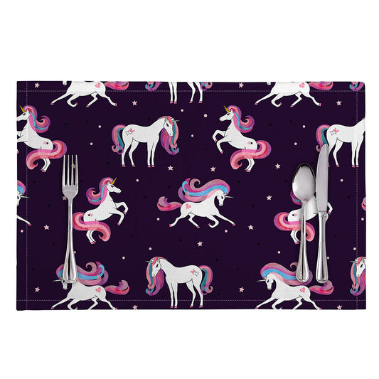 Night Girly Unicorn Pattern Print Placemat