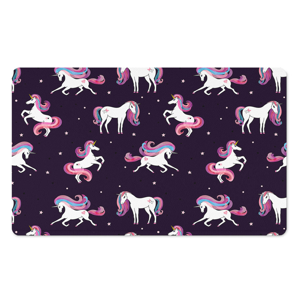 Night Girly Unicorn Pattern Print Polyester Doormat