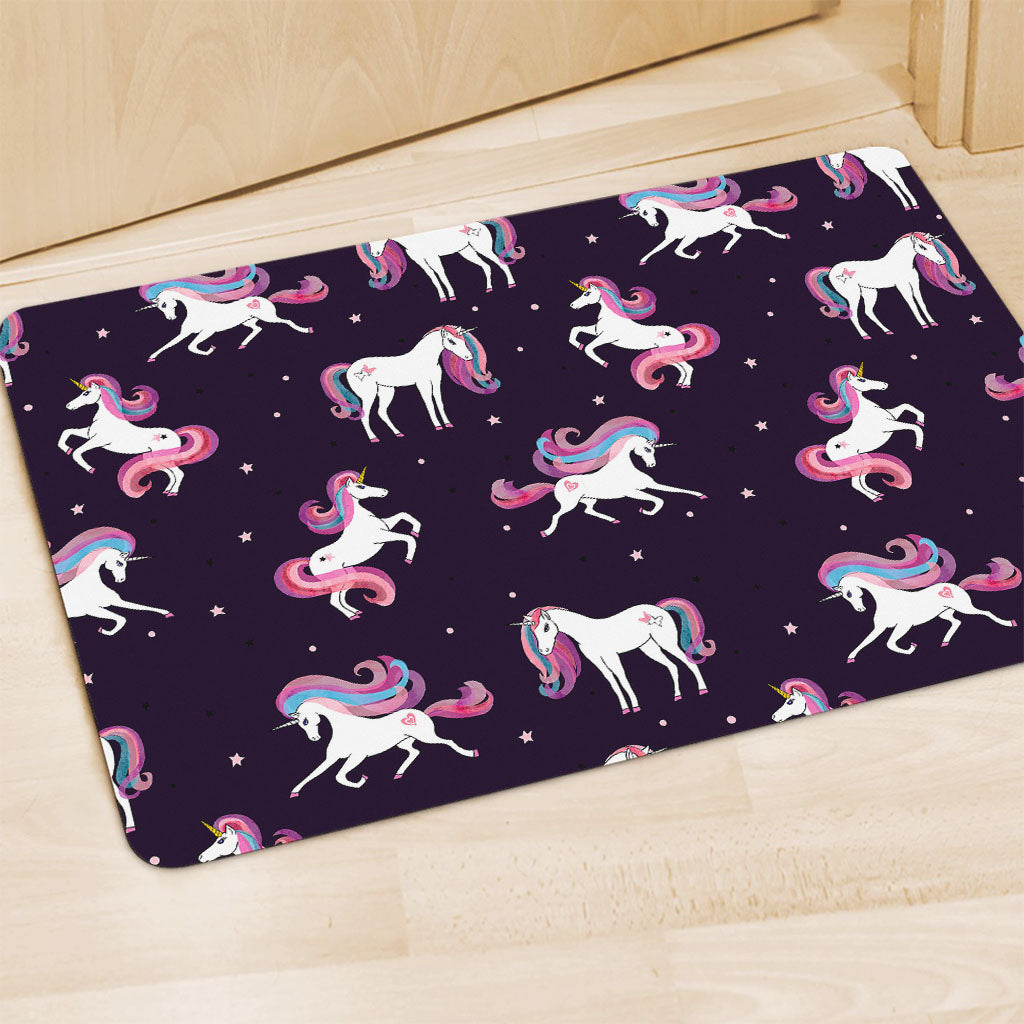 Night Girly Unicorn Pattern Print Polyester Doormat