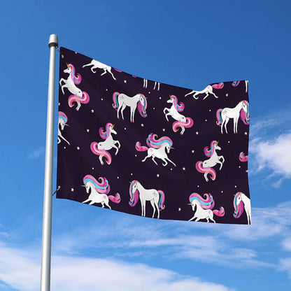 Night Girly Unicorn Pattern Print Polyester Flag