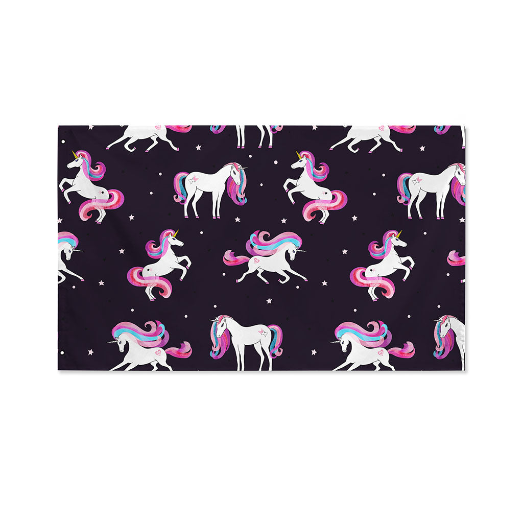 Night Girly Unicorn Pattern Print Polyester Flag