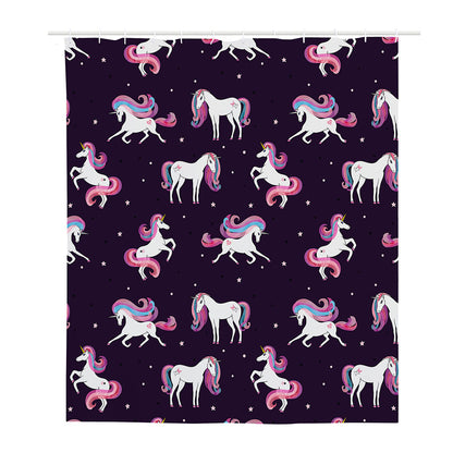Night Girly Unicorn Pattern Print Polyester Shower Curtain