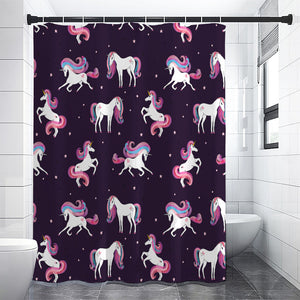 Night Girly Unicorn Pattern Print Premium Shower Curtain