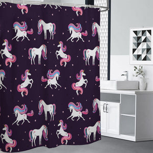 Night Girly Unicorn Pattern Print Premium Shower Curtain