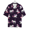 Night Girly Unicorn Pattern Print Rayon Hawaiian Shirt