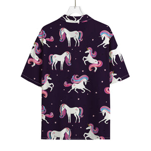 Night Girly Unicorn Pattern Print Rayon Hawaiian Shirt