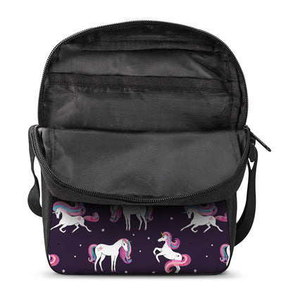 Night Girly Unicorn Pattern Print Rectangular Crossbody Bag