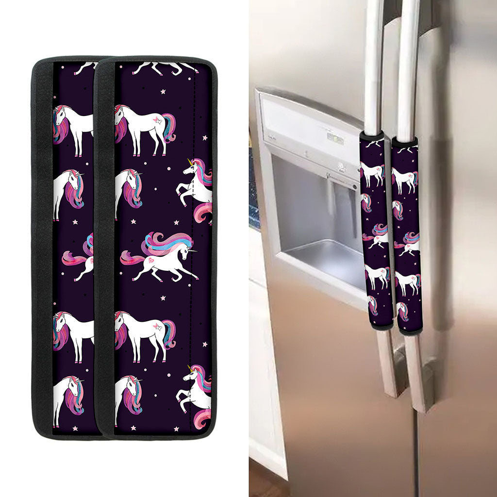 Night Girly Unicorn Pattern Print Refrigerator Handle Covers