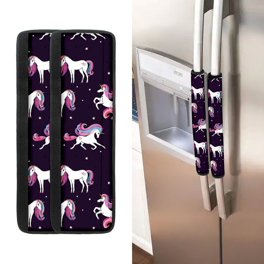 Night Girly Unicorn Pattern Print Refrigerator Handle Covers