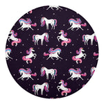 Night Girly Unicorn Pattern Print Round Blanket