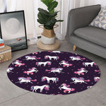 Night Girly Unicorn Pattern Print Round Rug