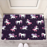 Night Girly Unicorn Pattern Print Rubber Doormat