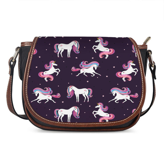 Night Girly Unicorn Pattern Print Saddle Bag