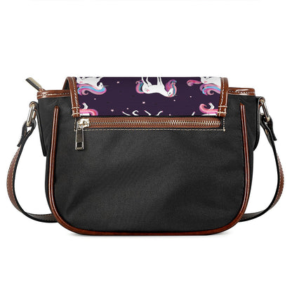 Night Girly Unicorn Pattern Print Saddle Bag