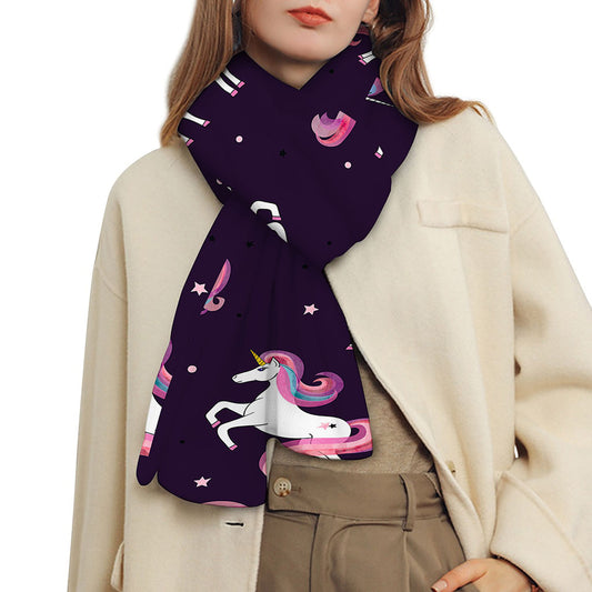 Night Girly Unicorn Pattern Print Scarf