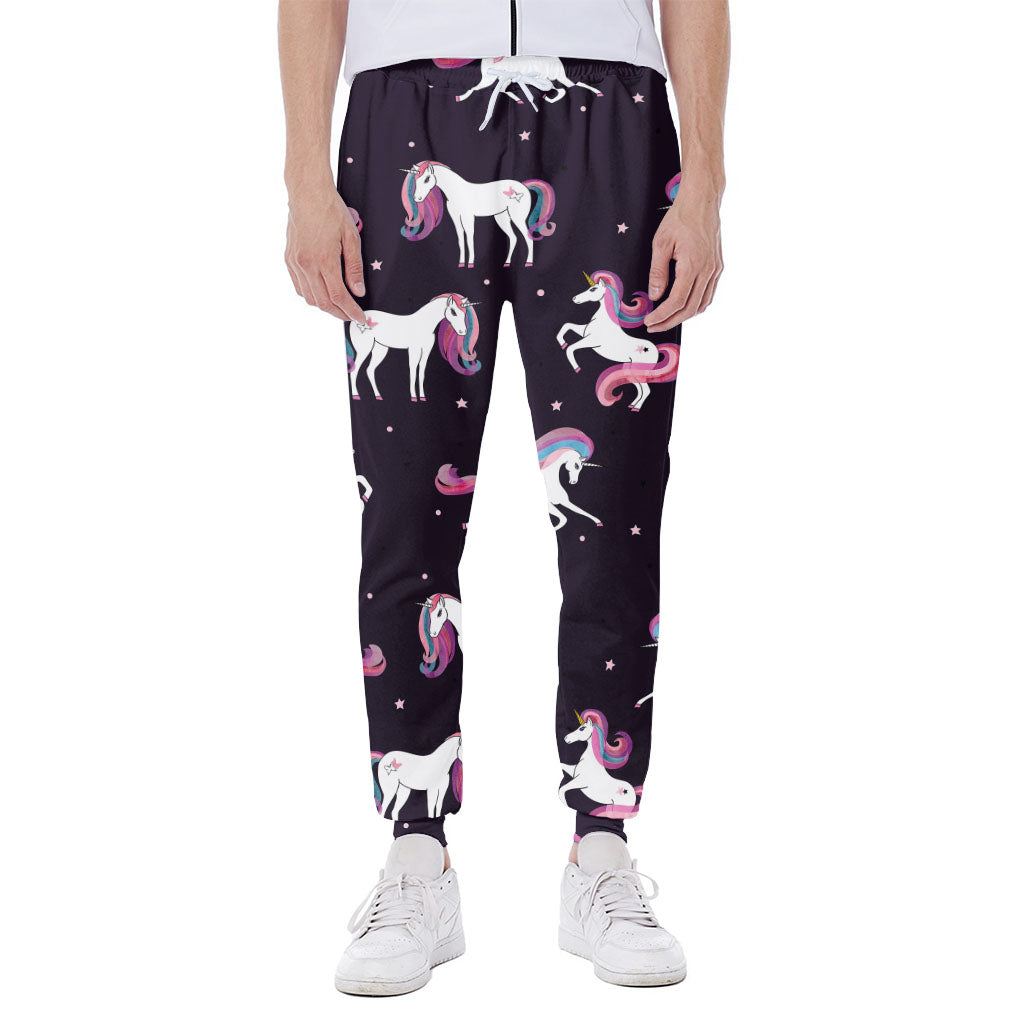 Night Girly Unicorn Pattern Print Scuba Joggers