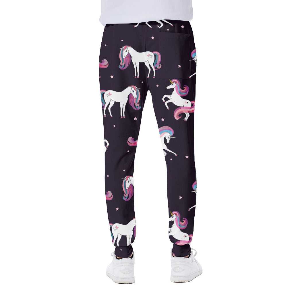 Night Girly Unicorn Pattern Print Scuba Joggers