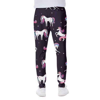 Night Girly Unicorn Pattern Print Scuba Joggers