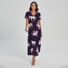 Night Girly Unicorn Pattern Print Short Sleeve Maxi Dress